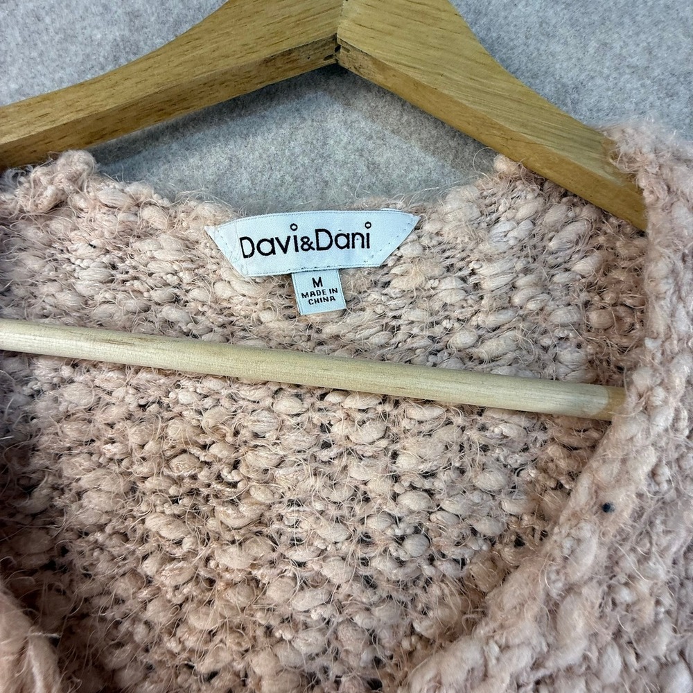 Davi & Dani Womens Popcorn Knit Striped V-Neck Sweater Neutral Tan Grey Cream M - Picture 7 of 7